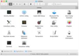 In Finder, go to the Applications folder and click on Utilities