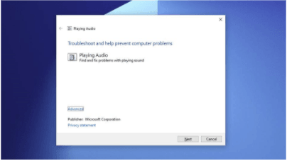 The Windows Audio Troubleshooter will be launched
