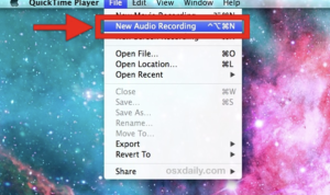 On the QuickTime Player bar, click File > New Audio Recording