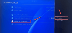 Select Output to Headphones and choose All Audio