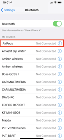 In the drop down list locate your Airpods. They should say Connected. If they don’t, connect them