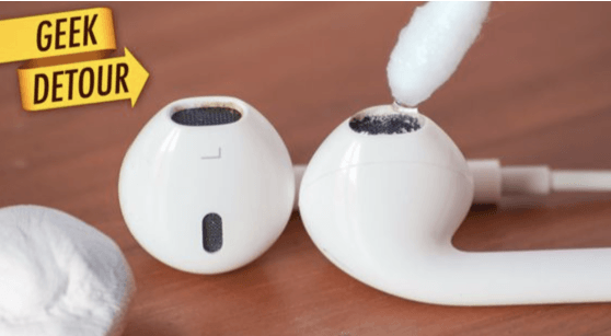 Lightly dab the mesh covers of your earbuds with Q Tip. This should loosen any debris