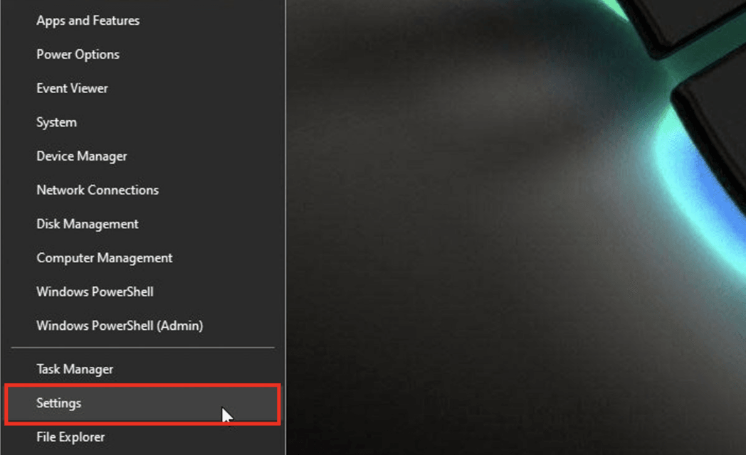 Select Settings from the Start menu in the lower-left corner of the desktop