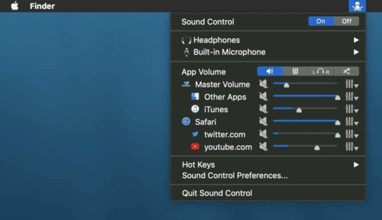 Select the Volume icon, or search for the icon Finder for Sound