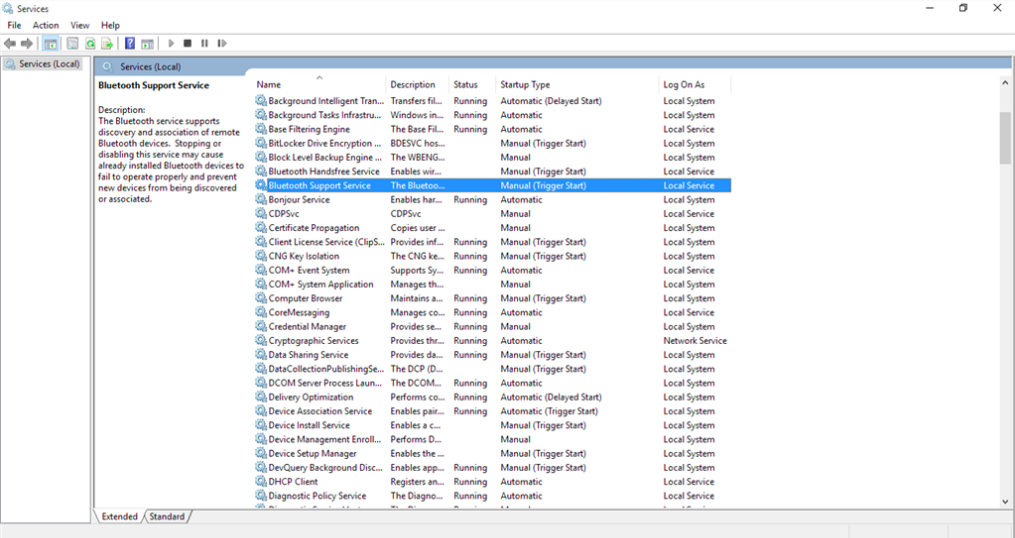 Bluetooth Support Service